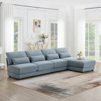 Canapé sectionnel surdimensionné à assise profonde avec méridienne réversible, canapé d'angle convertible en L, bleu