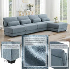 Canapé sectionnel surdimensionné à assise profonde avec méridienne réversible, canapé d'angle convertible en L, bleu