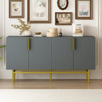 Buffet moderne élégant à 4 portes avec poignées en métal doré pour salle à manger, salon, chambre, couloir