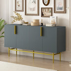 Buffet moderne élégant à 4 portes avec poignées en métal doré pour salle à manger, salon, chambre, couloir