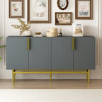 Buffet moderne élégant à 4 portes avec poignées en métal doré pour salle à manger, salon, chambre, couloir