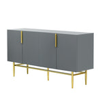 Buffet moderne élégant à 4 portes avec poignées en métal doré pour salle à manger, salon, chambre, couloir