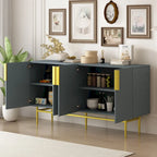 Buffet moderne élégant à 4 portes avec poignées en métal doré pour salle à manger, salon, chambre, couloir