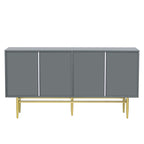 Buffet moderne élégant à 4 portes avec poignées en métal doré pour salle à manger, salon, chambre, couloir