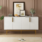 Buffet moderne élégant à 4 portes avec poignées en métal doré pour salle à manger, salon, chambre, couloir
