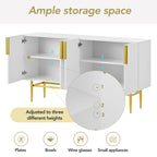 Buffet moderne élégant à 4 portes avec poignées en métal doré pour salle à manger, salon, chambre, couloir