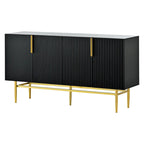 Buffet moderne élégant à 4 portes avec poignées en métal doré pour salle à manger, salon, chambre, couloir