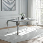 Table à manger en verre de style Mid-Century Modern avec pieds cabriolets en métal