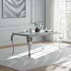 Table à manger en verre de style Mid-Century Modern avec pieds cabriolets en métal