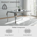 Table à manger en verre de style Mid-Century Modern avec pieds cabriolets en métal
