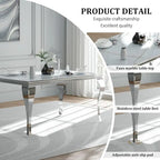 Table à manger en verre de style Mid-Century Modern avec pieds cabriolets en métal