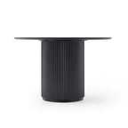 Table à manger ronde noire, Table de salle à manger sur pied artisanale en MDF