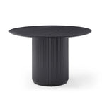 Table à manger ronde noire, Table de salle à manger sur pied artisanale en MDF
