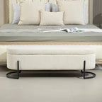 Pouf de rangement en tissu capitonné avec charnière de sécurité