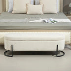 Pouf de rangement en tissu capitonné avec charnière de sécurité