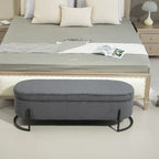 Pouf de rangement en tissu capitonné avec charnière de sécurité