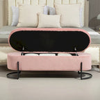 Pouf de rangement en tissu capitonné avec charnière de sécurité