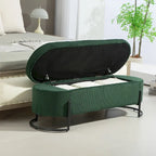 Pouf de rangement en tissu capitonné avec charnière de sécurité