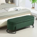 Pouf de rangement en tissu capitonné avec charnière de sécurité