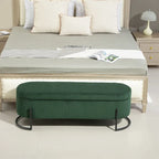 Pouf de rangement en tissu capitonné avec charnière de sécurité