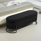 Pouf de rangement en tissu capitonné avec charnière de sécurité