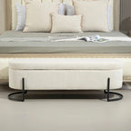 Pouf de rangement en tissu capitonné avec charnière de sécurité