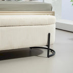 Pouf de rangement en tissu capitonné avec charnière de sécurité