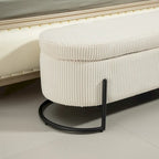 Pouf de rangement en tissu capitonné avec charnière de sécurité