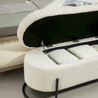 Pouf de rangement en tissu capitonné avec charnière de sécurité