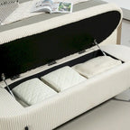 Pouf de rangement en tissu capitonné avec charnière de sécurité