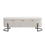 Pouf de rangement en tissu capitonné avec charnière de sécurité