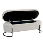 Pouf de rangement en tissu capitonné avec charnière de sécurité