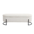 Pouf de rangement en tissu capitonné avec charnière de sécurité