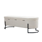 Pouf de rangement en tissu capitonné avec charnière de sécurité