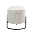 Pouf de rangement en tissu capitonné avec charnière de sécurité