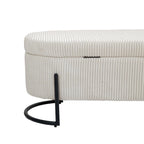 Pouf de rangement en tissu capitonné avec charnière de sécurité